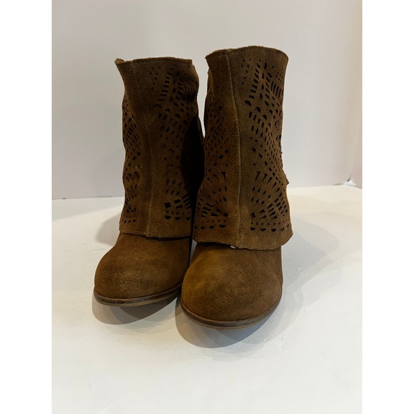 Naughty Monkey Brown Suede Leather Ankle Booties Buckle Accent Western Style - Picture 2 of 12